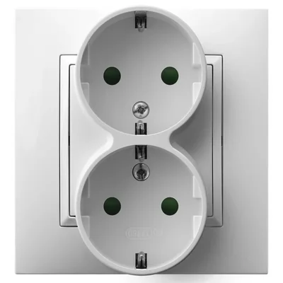 ARIA Double socket outlet with earthing schko with shutters for current paths with a white frame