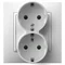 ARIA Double socket outlet with earthing schko with shutters for current paths with a white frame