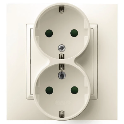 ARIA Double socket outlet with earthing schko with shutters for current paths with an ecru frame