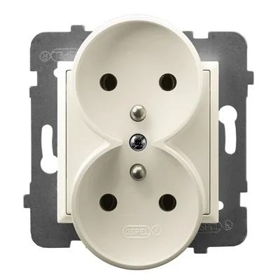 ARIA Double socket with earthing ecru