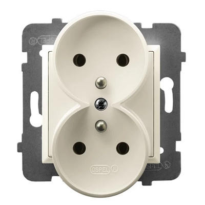 ARIA Double socket with earthing ecru