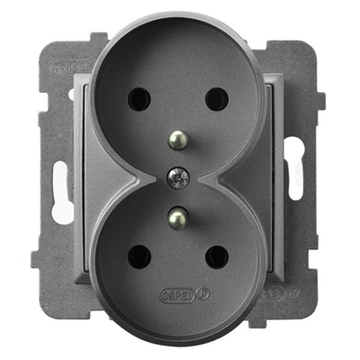 ARIA Double socket with earthing gray mat