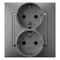 ARIA Double socket with earthing schko with frame gray mat