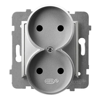 ARIA Double socket without earthing silver