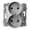 ARIA Double socket without earthing silver
