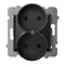 ARIA Double socket without grounding black metallic
