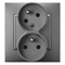 ARIA Earthed double socket-outlet with phase invariance function with gray matt frame