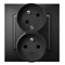 ARIA Earthed double socket outlet with phase reversibility function with black metallic frame