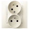 ARIA Earthed double socket outlet with phase reversibility function with ecru frame