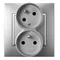 ARIA Earthed double socket outlet with phase reversibility function with silver frame
