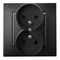 ARIA Earthed double socket with black metallic frame