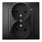 ARIA Earthed double socket with black metallic frame