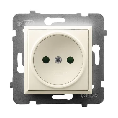 ARIA Gniazdo pojedyncze bez uziemienia z przesłonami ecru