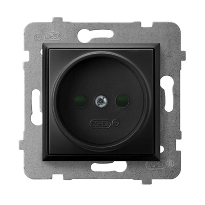ARIA Single socket-outlet without grounding with shutters black metallic