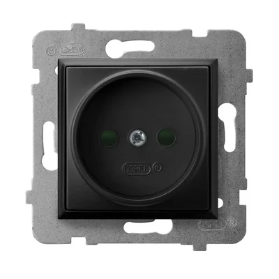 ARIA Single socket-outlet without grounding with shutters black metallic