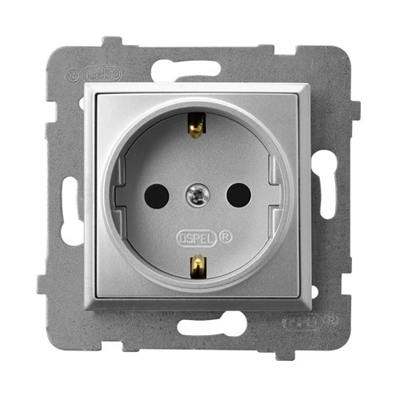 ARIA Single socket with earthing Schuko silver