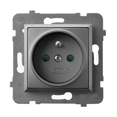 ARIA Single socket with grounding and shutters for current paths gray mat