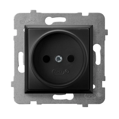 ARIA Single socket without grounding black metallic