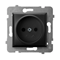 ARIA Single socket without grounding black metallic