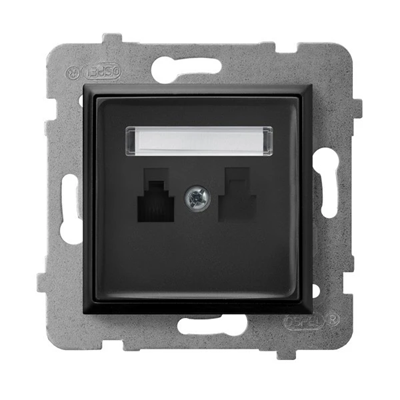 ARIA Single telephone socket black metallic