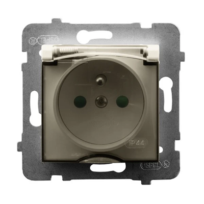 ARIA Splash-proof socket with grounding and shutters IP44 ecru