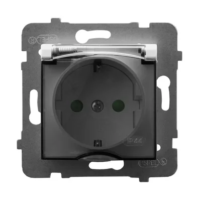 ARIA Splashproof socket outlet with Schuko grounding and IP44 shutters, white