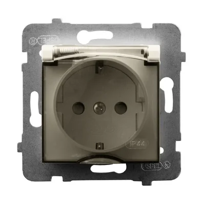 ARIA Splashproof socket with earthing Schuko IP44 ecru