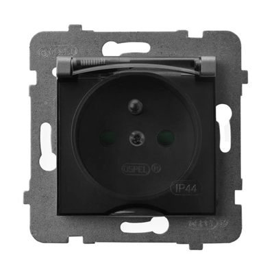 ARIA Splashproof socket with grounding and shutters IP44 gray mat