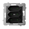 ARIA Triple EURO socket with shutters for current paths, black metallic