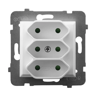 ARIA Triple EURO socket with white shutters