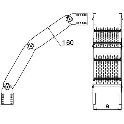 Articulated arch width 600mm height 160mm