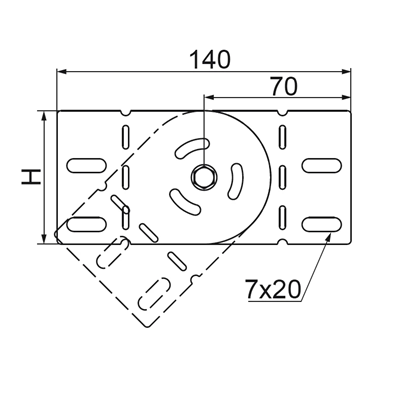 Articulated connector for cable tray, LGPH80