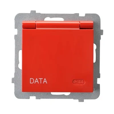 AS DATA spritzwassergeschützte Steckdose mit Erdung mit IP44 Autorisierungsschlüssel, rote Klappe