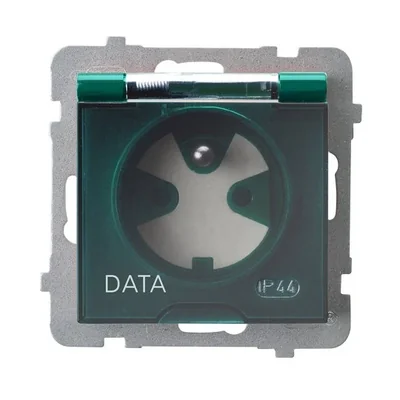 AS DATA Spritzwassergeschützte Steckdose mit Erdung mit IP44 Berechtigungsschlüssel, Rauchklappe, grün