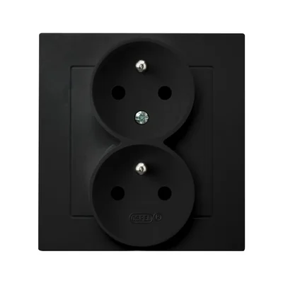 AS Doppelsteckdose mit Erdungs- und Phasenvertauschungsfunktion, schwarz metallic