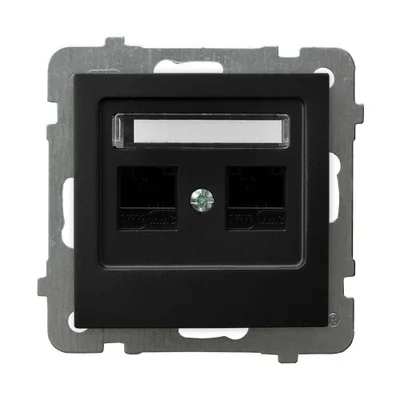 AS Double computer socket category 5e black metallic without frame