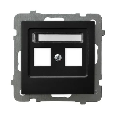 AS Double computer socket housing black metallic