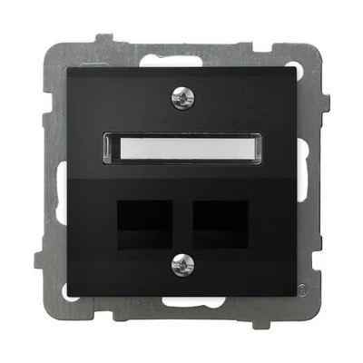 AS Double computer socket housing black metallic