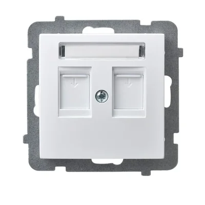 AS Double computer socket housing with shutter, white