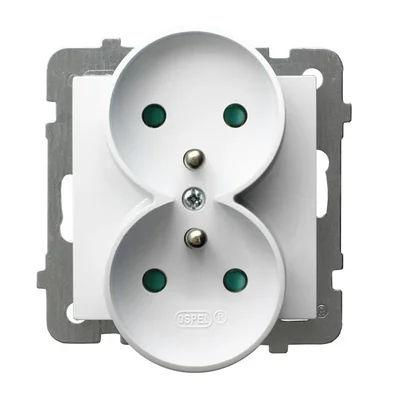 AS Double earthed socket with shutters for current paths, white