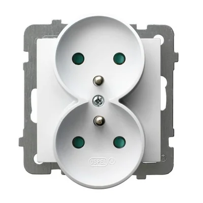 AS Double earthed socket with shutters for current paths, white