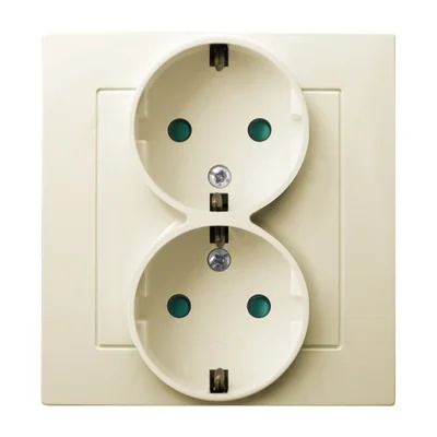AS Double socket outlet with earthing and ecru current path shutters