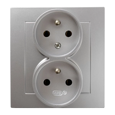 AS Double socket outlet with earthing and phase invariability silver