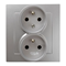 AS Double socket outlet with earthing and phase invariability silver