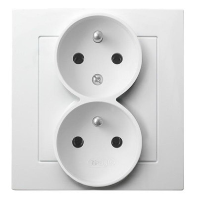 AS Double socket outlet with earthing and phase invariance function white