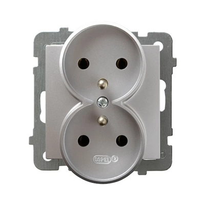 AS Double socket-outlet without frame silver