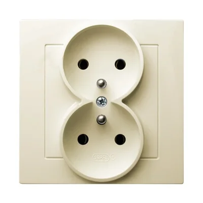AS Double socket with earthing ecru