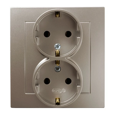 AS Double socket with earthing schko satin light