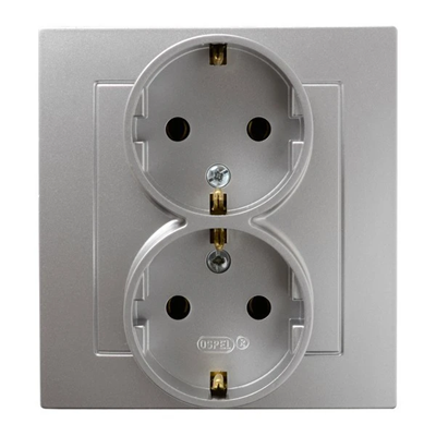 AS Double socket with earthing schko silver