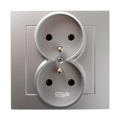 AS Double socket with earthing silver